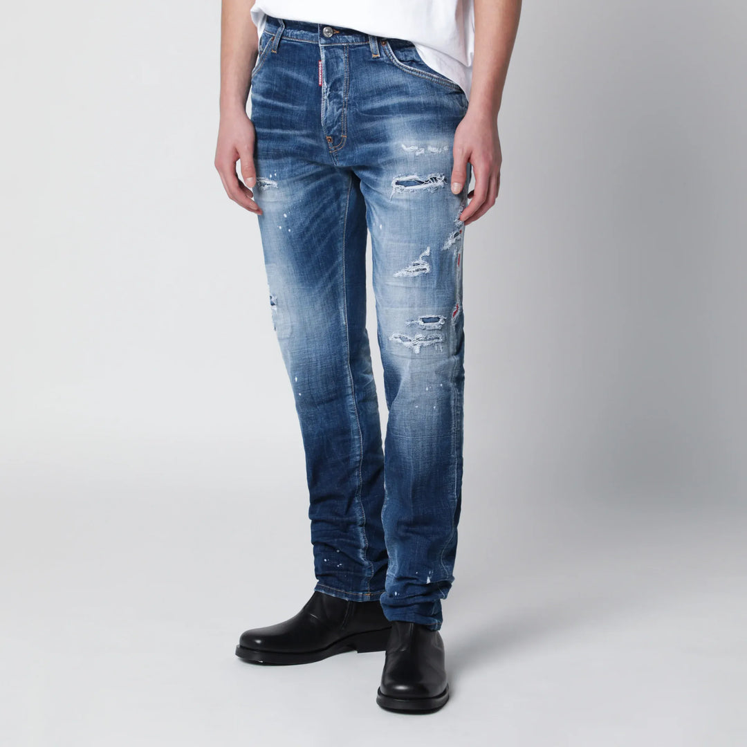 Dsquared2 - Slim Washed Blue Jeans with Rips Brand Pants