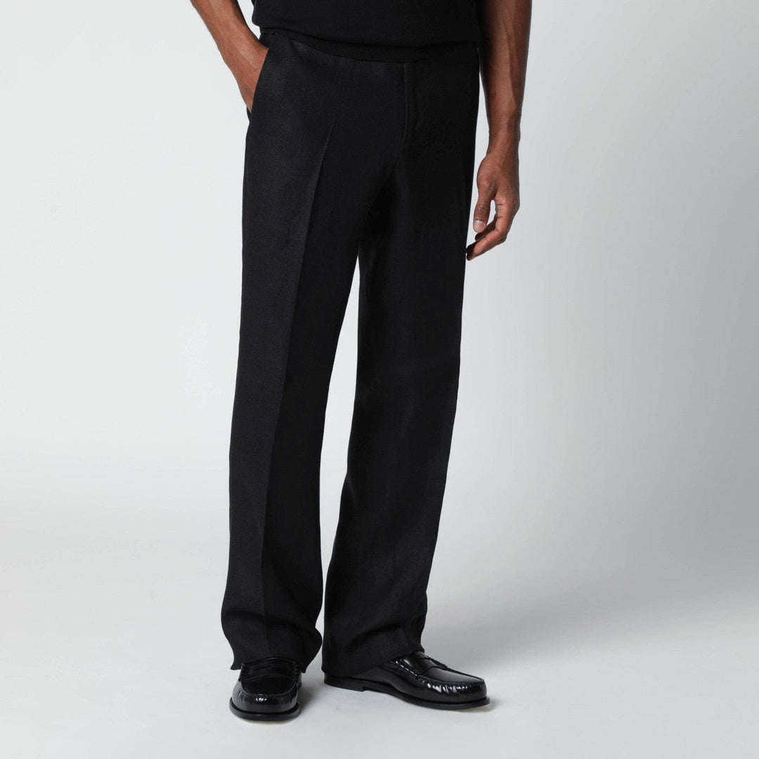 Pants Lardini - Black linen trousers Brand