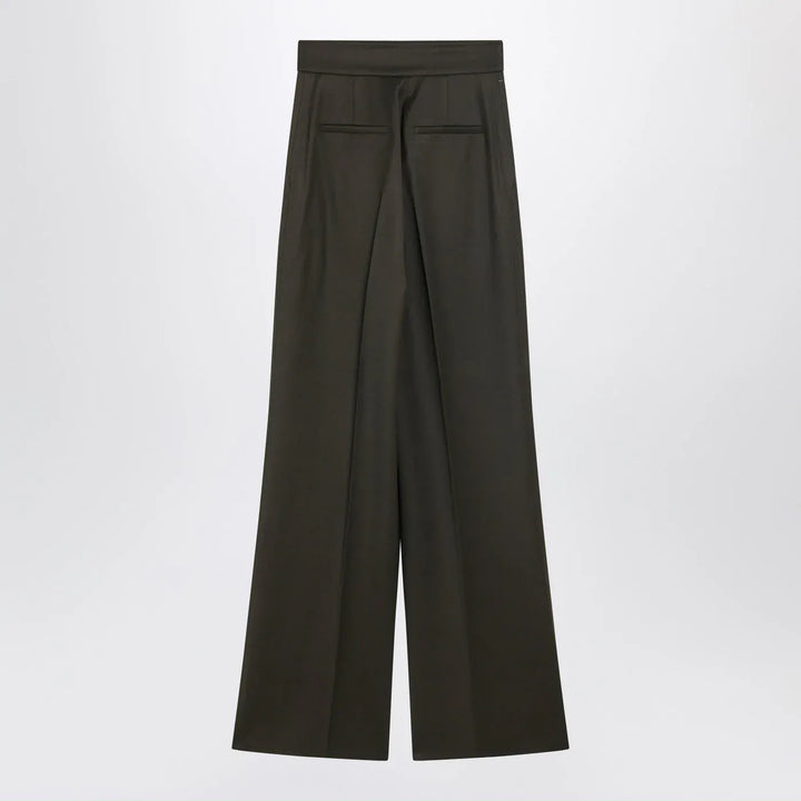 Max Mara - Moss green wide-leg wool trousers Brand Pants 40  IT