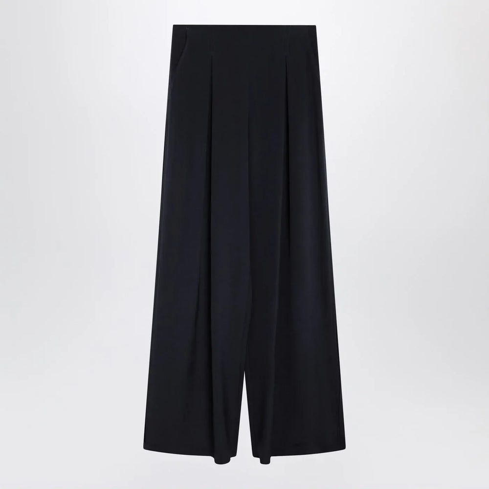 Max Mara - Navy silk-blend trousers Brand Pants 42  IT