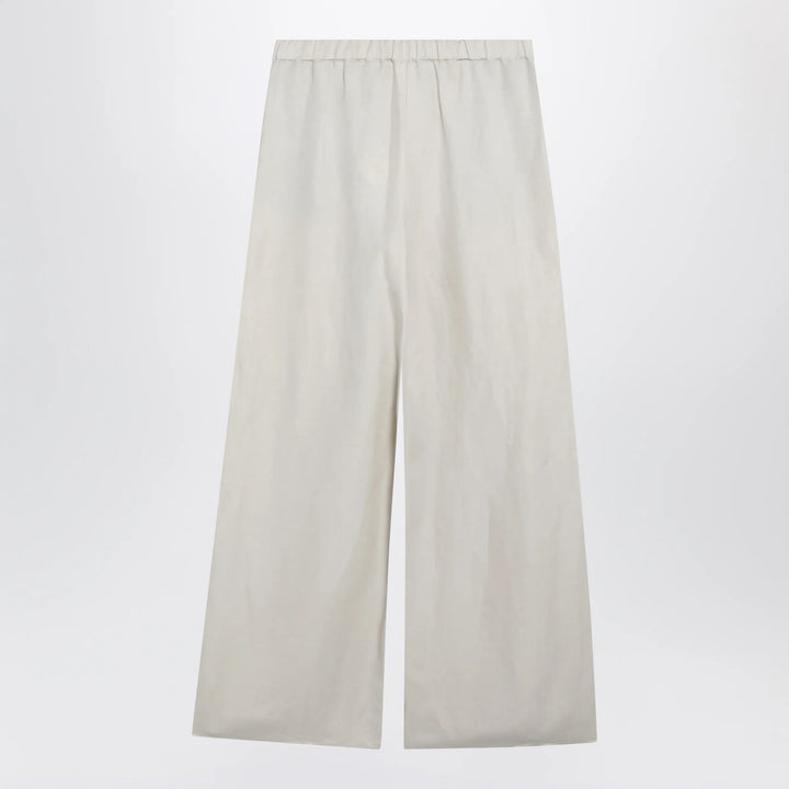 Max Mara - Wide-leg linen and silk twill trousers in beige Brand Pants