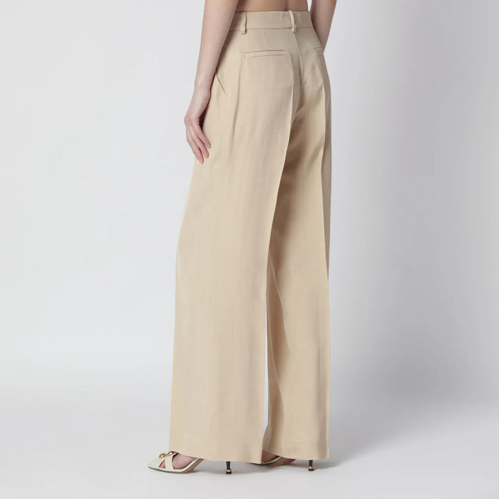 P.A.R.O.S.H. - Champagne-colored viscose trousers Brand Pants