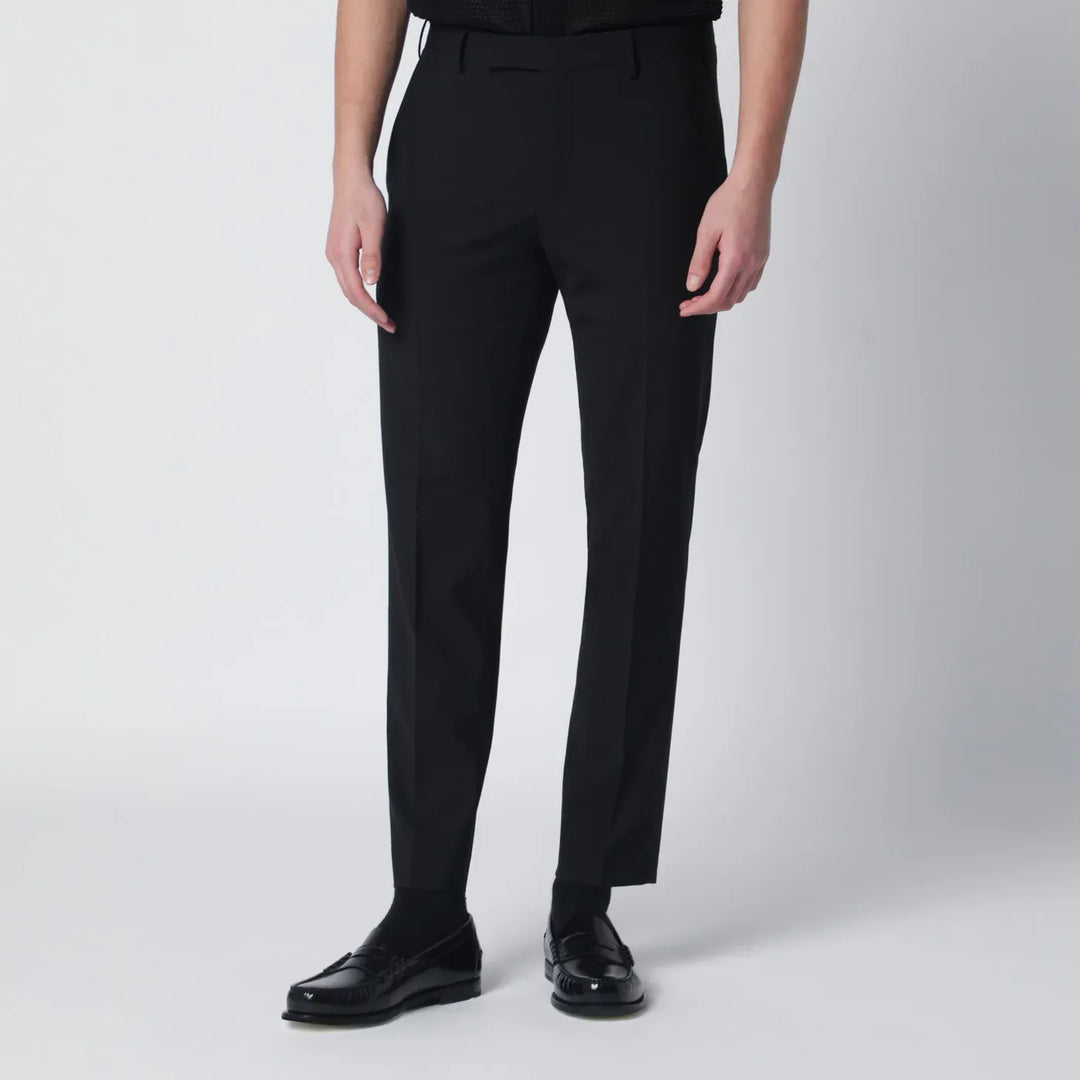 PT Torino - Black wool-blend trousers Brand Pants 46 IT