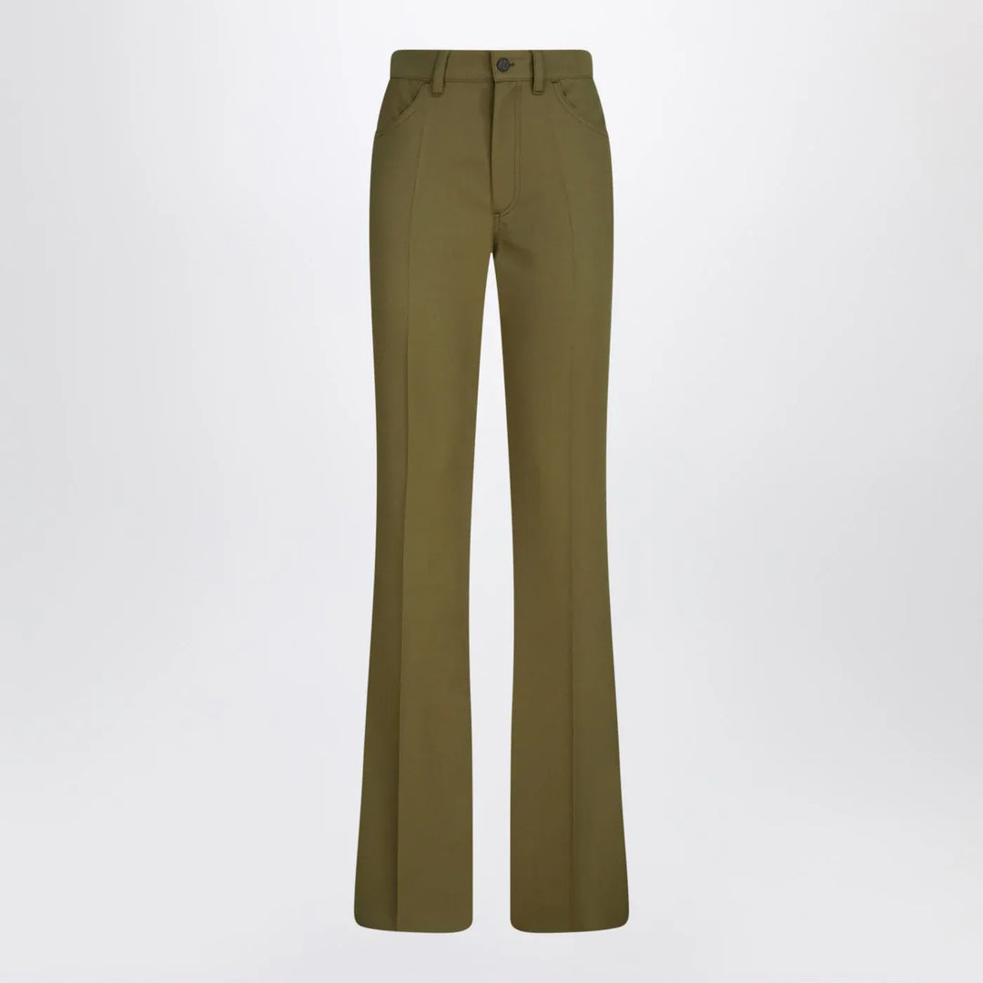 The Attico - Military green wool gabardine trousers Brand Pants 42  IT
