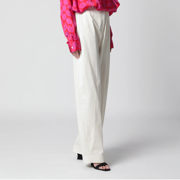 TheLatest - Cream cotton palazzo trousers Brand Pants
