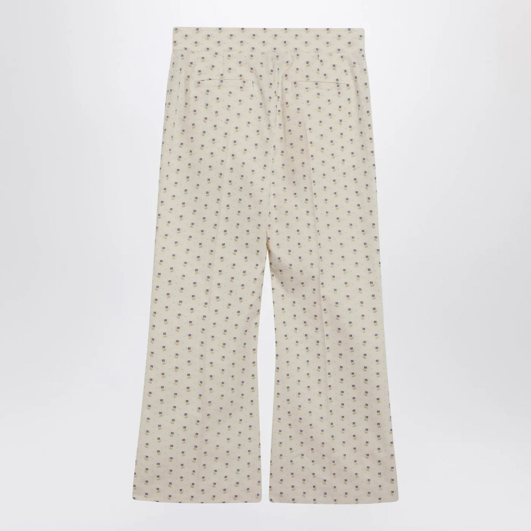 Valentino - Ivory trousers with floral pattern Brand Pants
