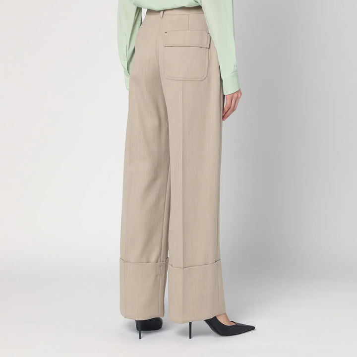 Victoria Beckham - Wide mandarin colour pants in wool Brand Pants 8 UK