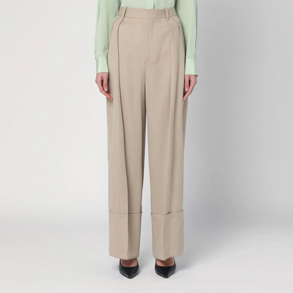 Victoria Beckham - Wide mandarin colour pants in wool Brand Pants 8 UK