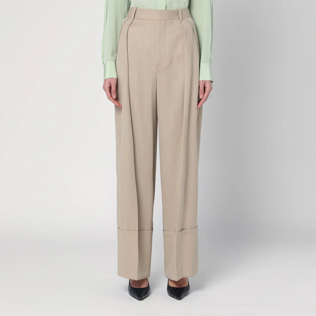 Victoria Beckham - Wide mandarin colour pants in wool Brand Pants 8 UK