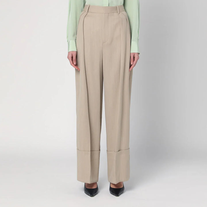 Victoria Beckham - Wide mandarin colour pants in wool Brand Pants 8 UK