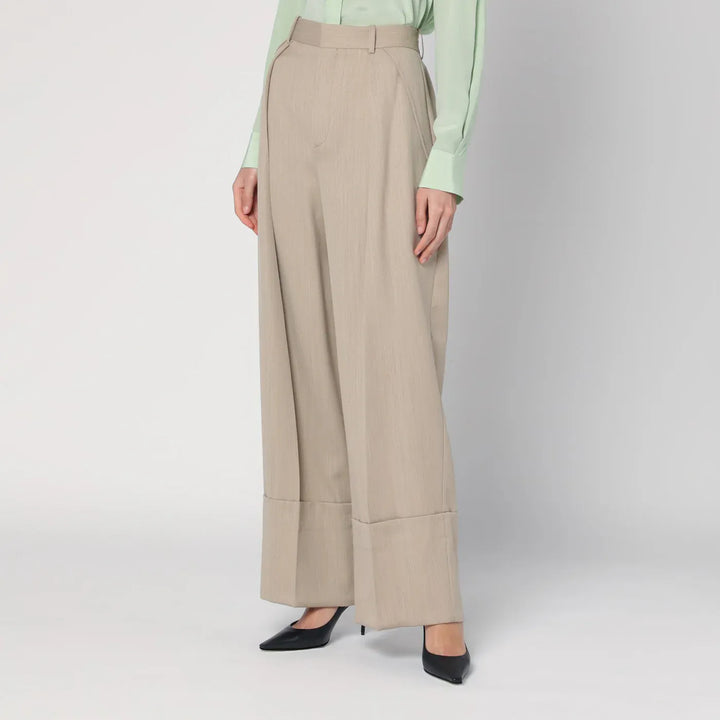 Victoria Beckham - Wide mandarin colour pants in wool Brand Pants 8 UK