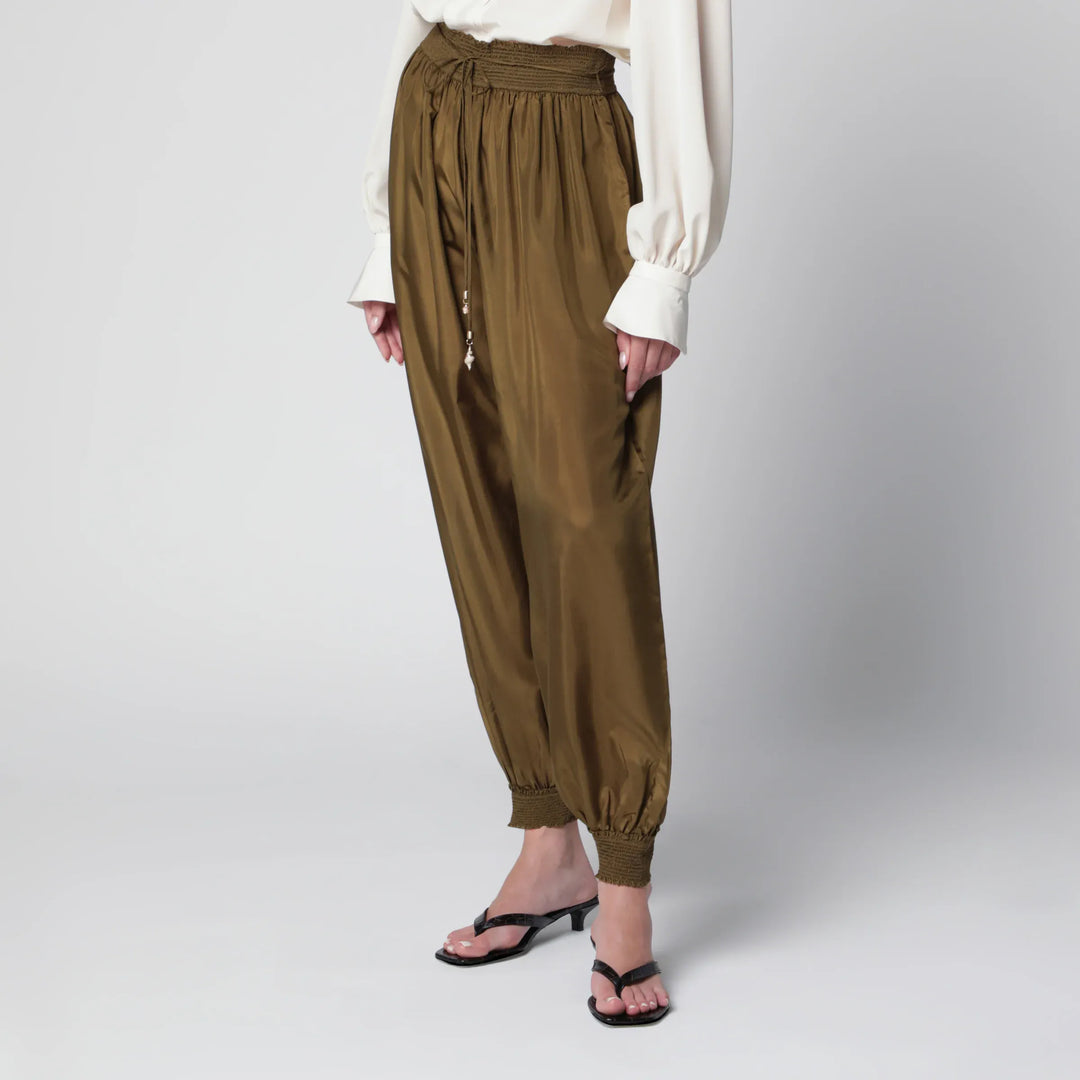 ZIMMERMANN - Olive silk habotai harem pants Brand Pants 2