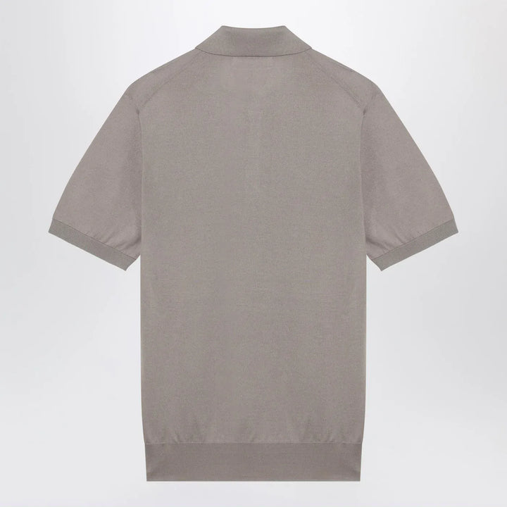 Brunello Cucinelli - Light brown cotton knit polo shirt Brand Polo