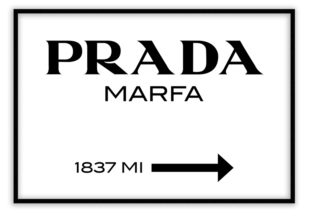 Canvas Print 50x70cm / Black Prada Marfa White Prada Marfa White Wall Art : Ready to hang framed artwork. Brand