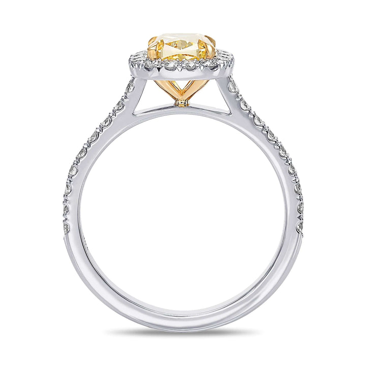 LEIBISH 1.04ct Fancy Vivid Yellow Cushion Diamond Halo Ring Brand Ring