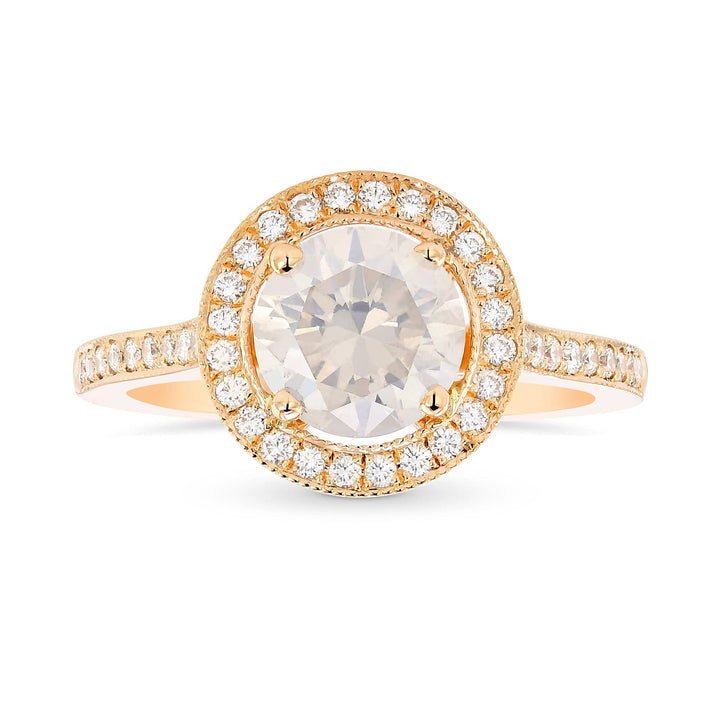 Rose Gold Fancy White Diamond Engagement Ring Brand Ring