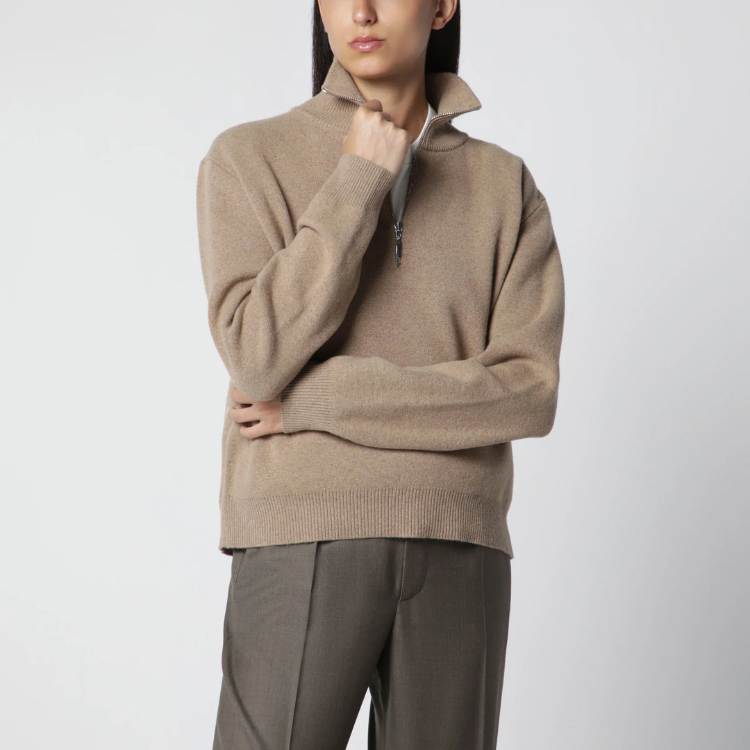 Róhe - Camel Mouline Knit Zip Polo Shirt Brand 34  FR