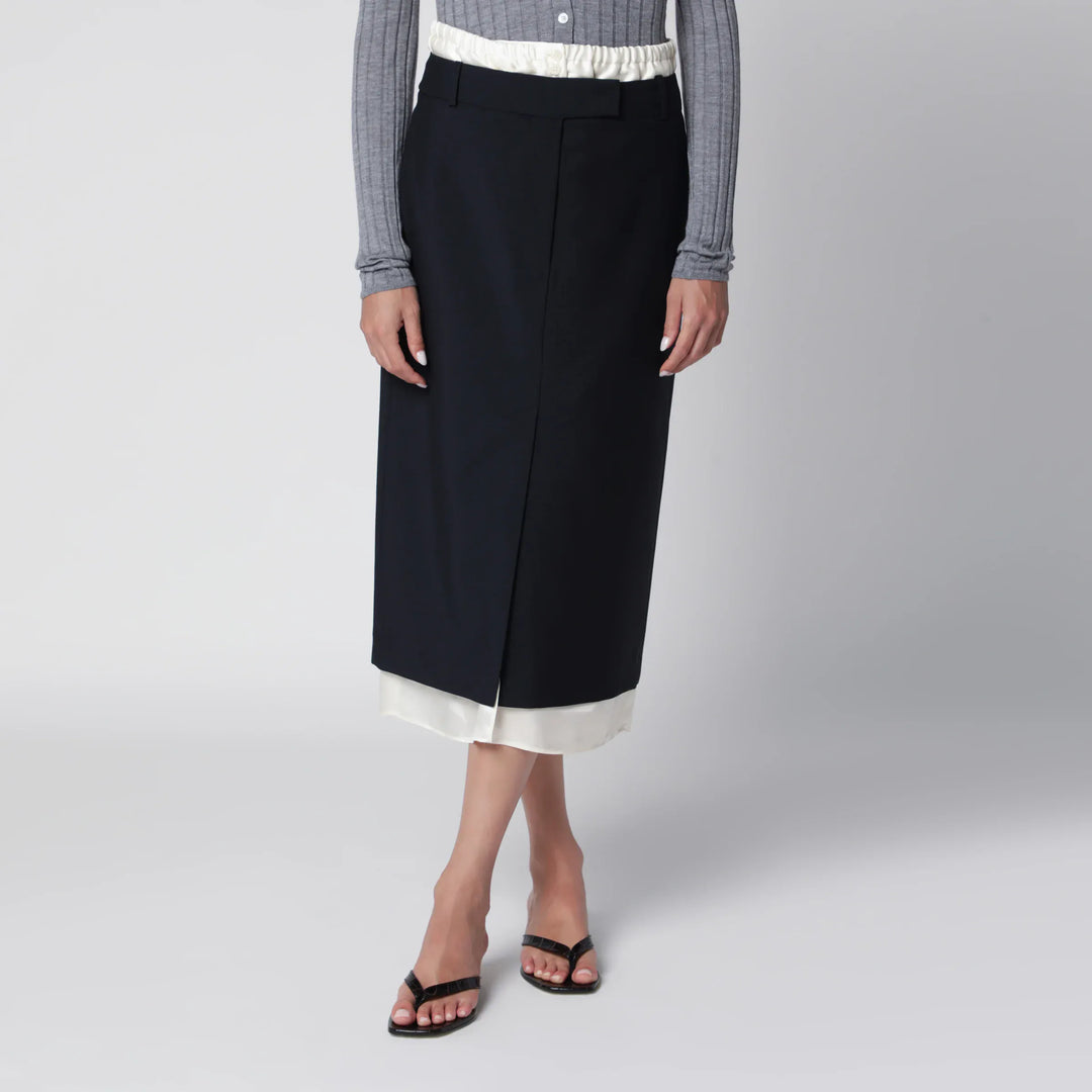Róhe - Navy Blue Skirt with Boxer Detail Brand 34  FR