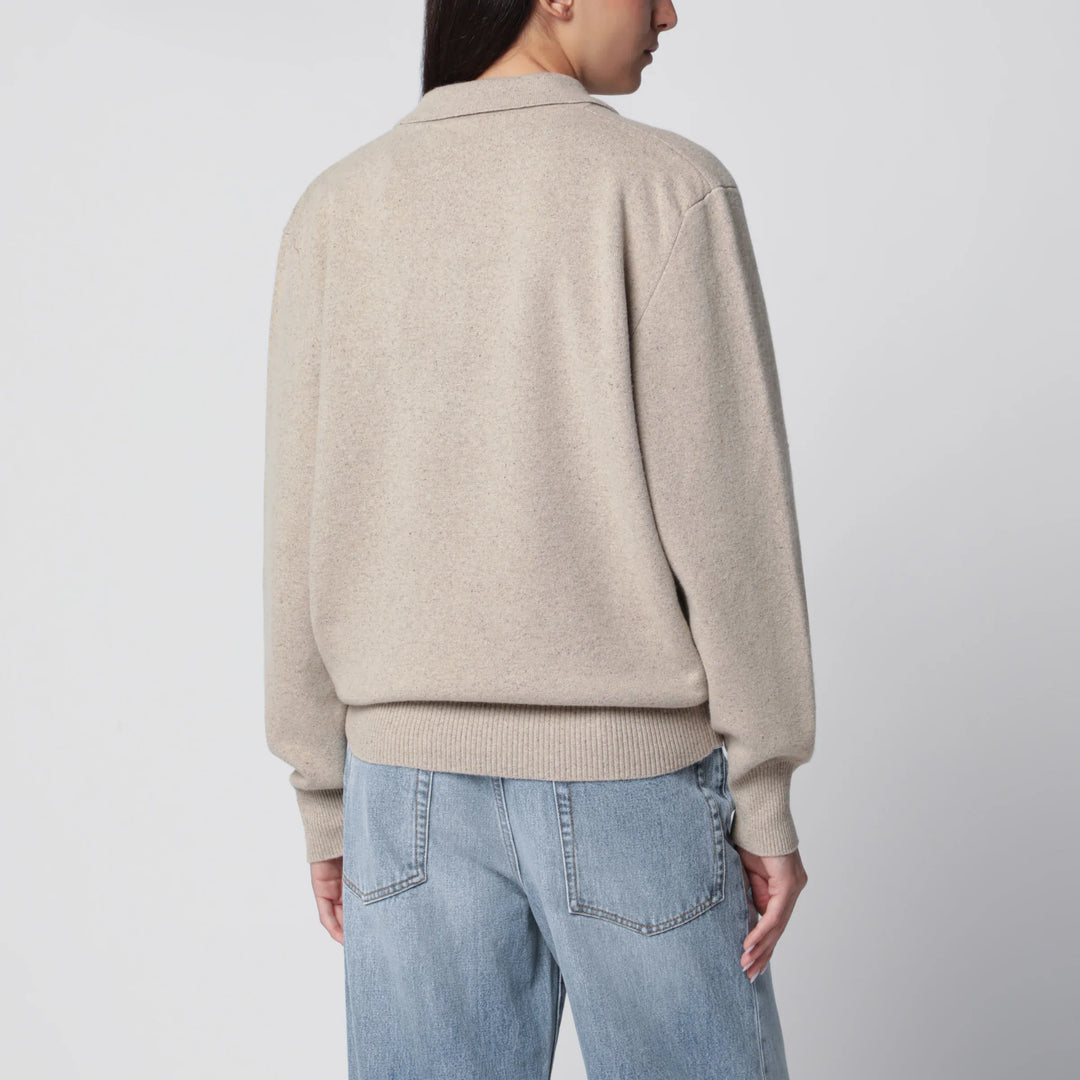 Róhe - Stone Mélange Wool and Cashmere Polo Shirt Brand