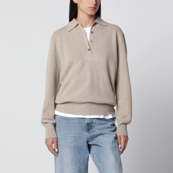 Róhe - Stone Mélange Wool and Cashmere Polo Shirt Brand 34  FR