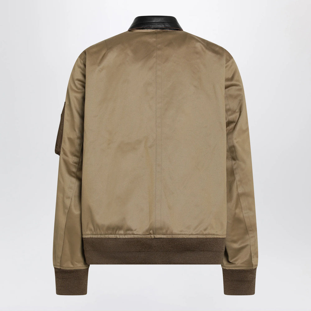 Sacai - Beige cotton and nylon bomber jacket Brand