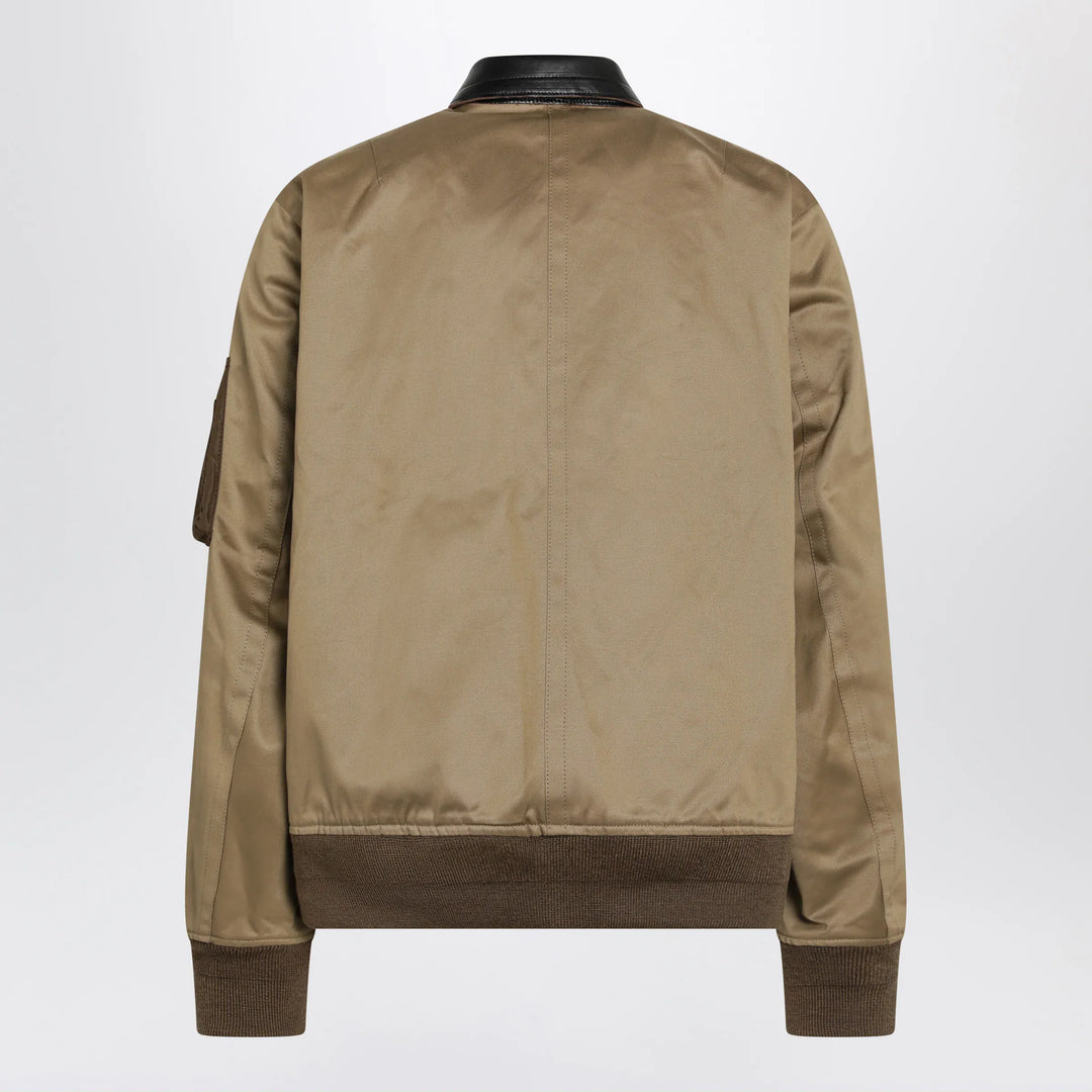 Sacai - Beige cotton and nylon bomber jacket Brand