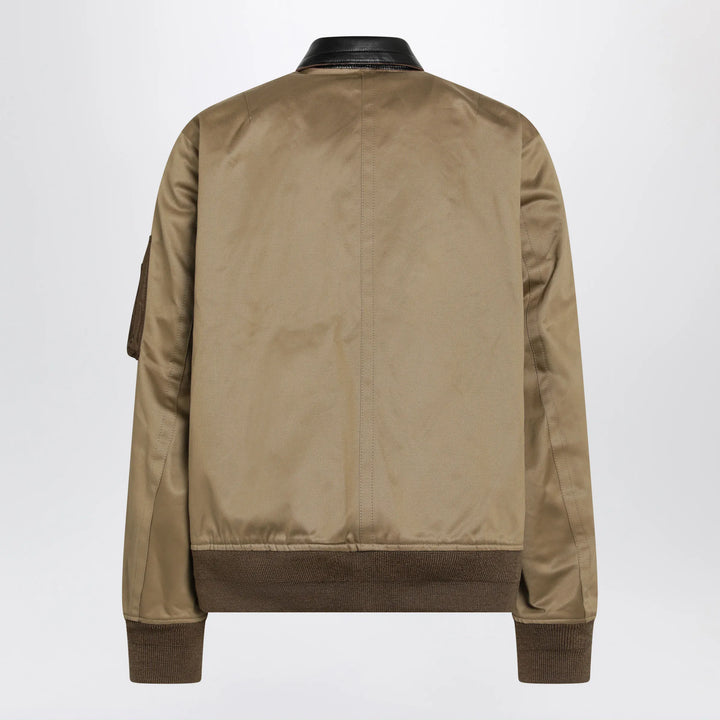 Sacai - Beige cotton and nylon bomber jacket Brand