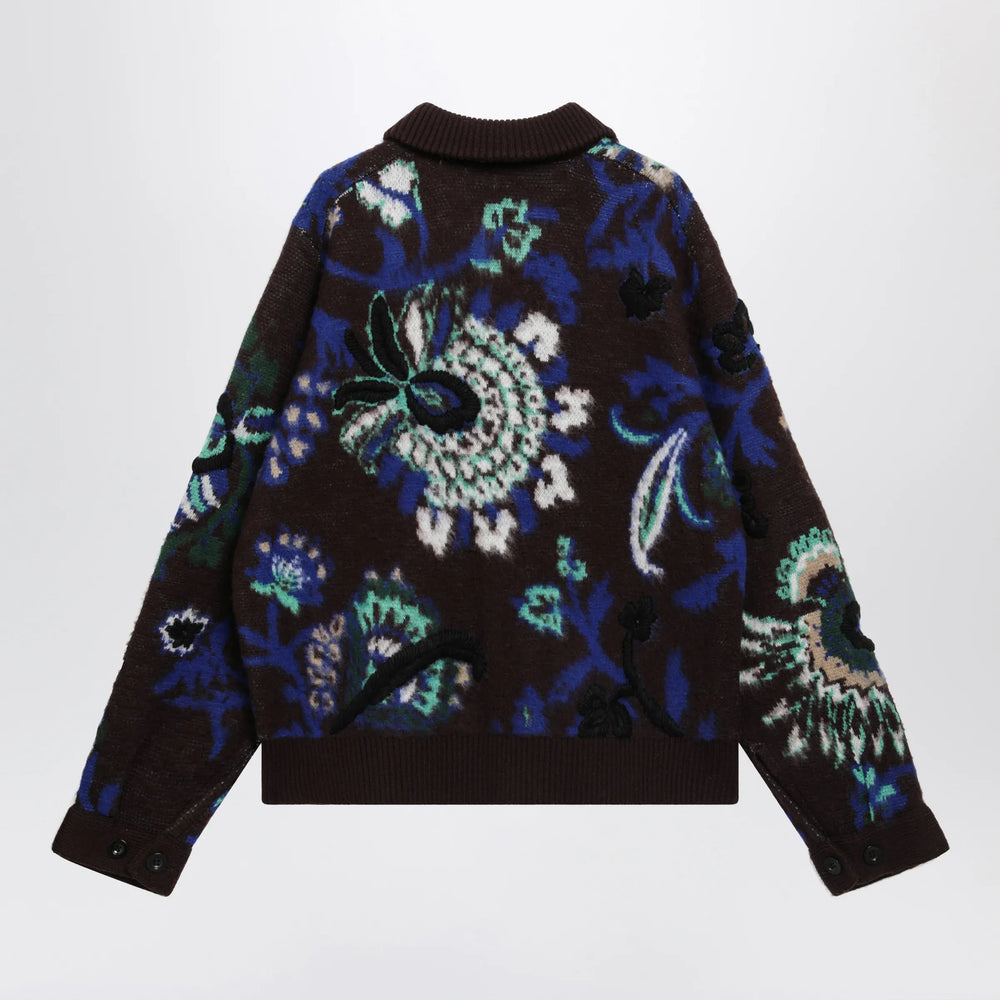 Sacai - Brown wool jacket with floral pattern Brand