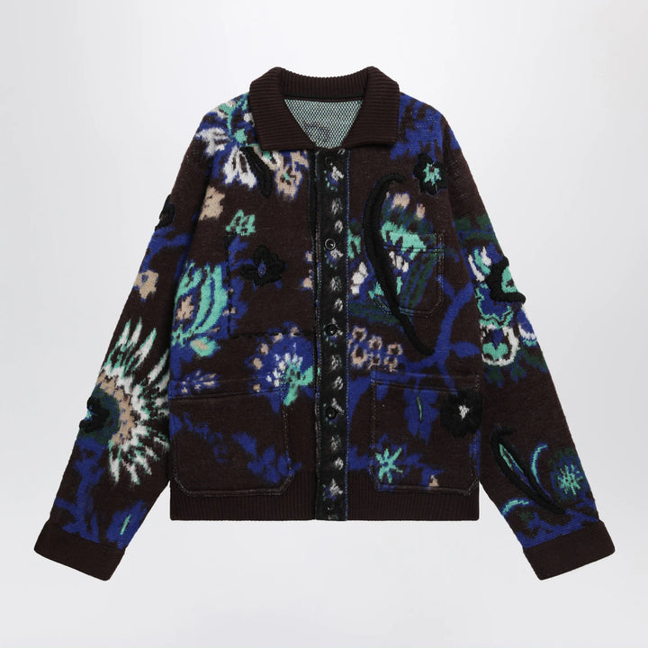 Sacai - Brown wool jacket with floral pattern Brand 2