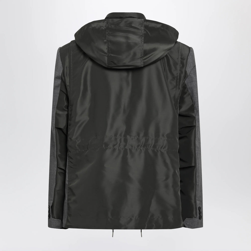 Sacai - Grey/khaki wool and nylon jacket Brand