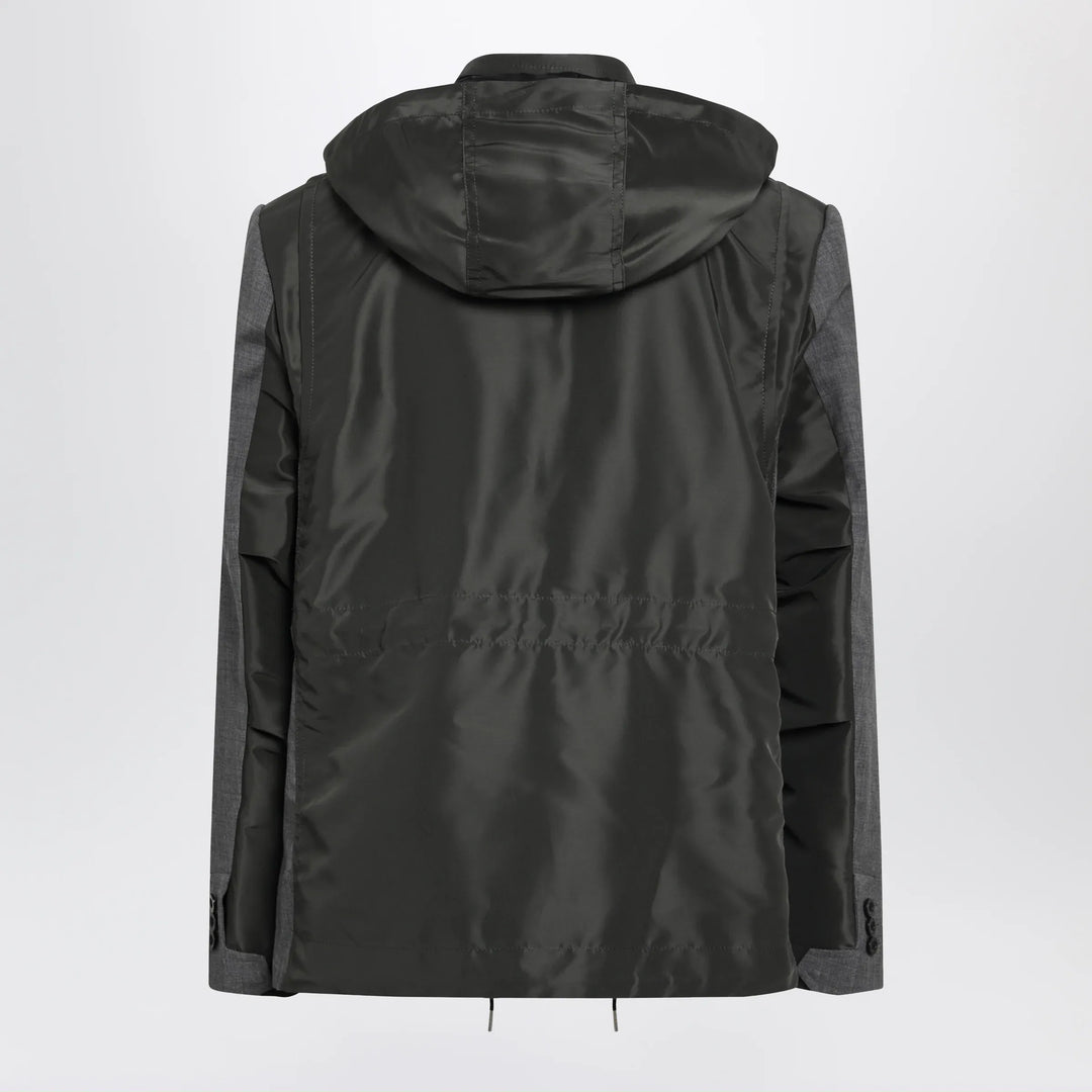 Sacai - Grey/khaki wool and nylon jacket Brand