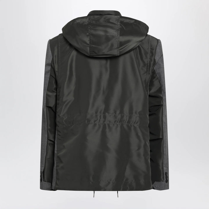 Sacai - Grey/khaki wool and nylon jacket Brand