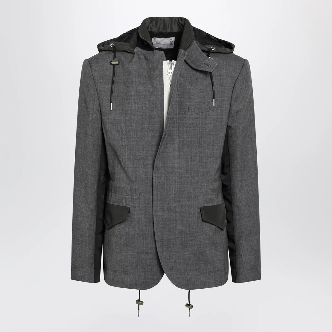 Sacai - Grey/khaki wool and nylon jacket Brand 2