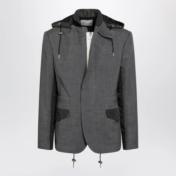 Sacai - Grey/khaki wool and nylon jacket Brand 2