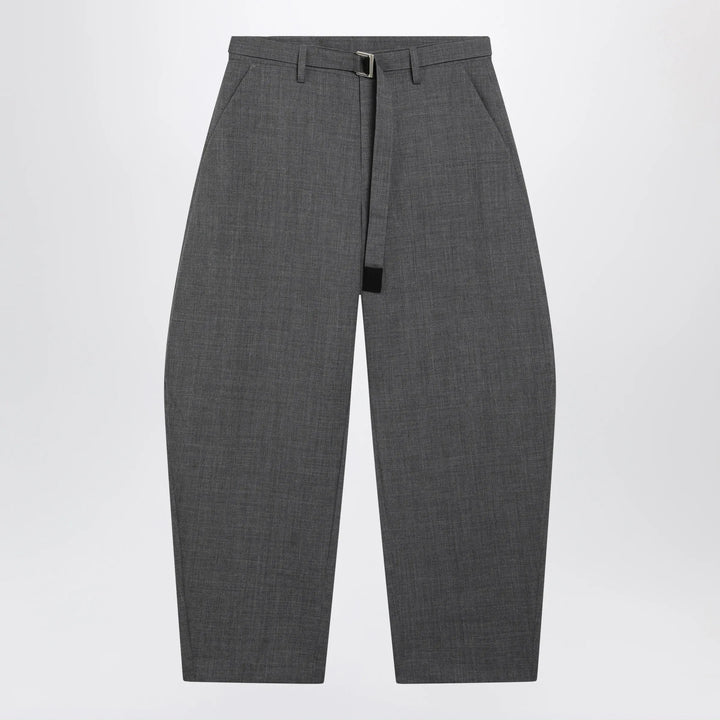 Sacai - Grey wool trousers with belt Brand 2