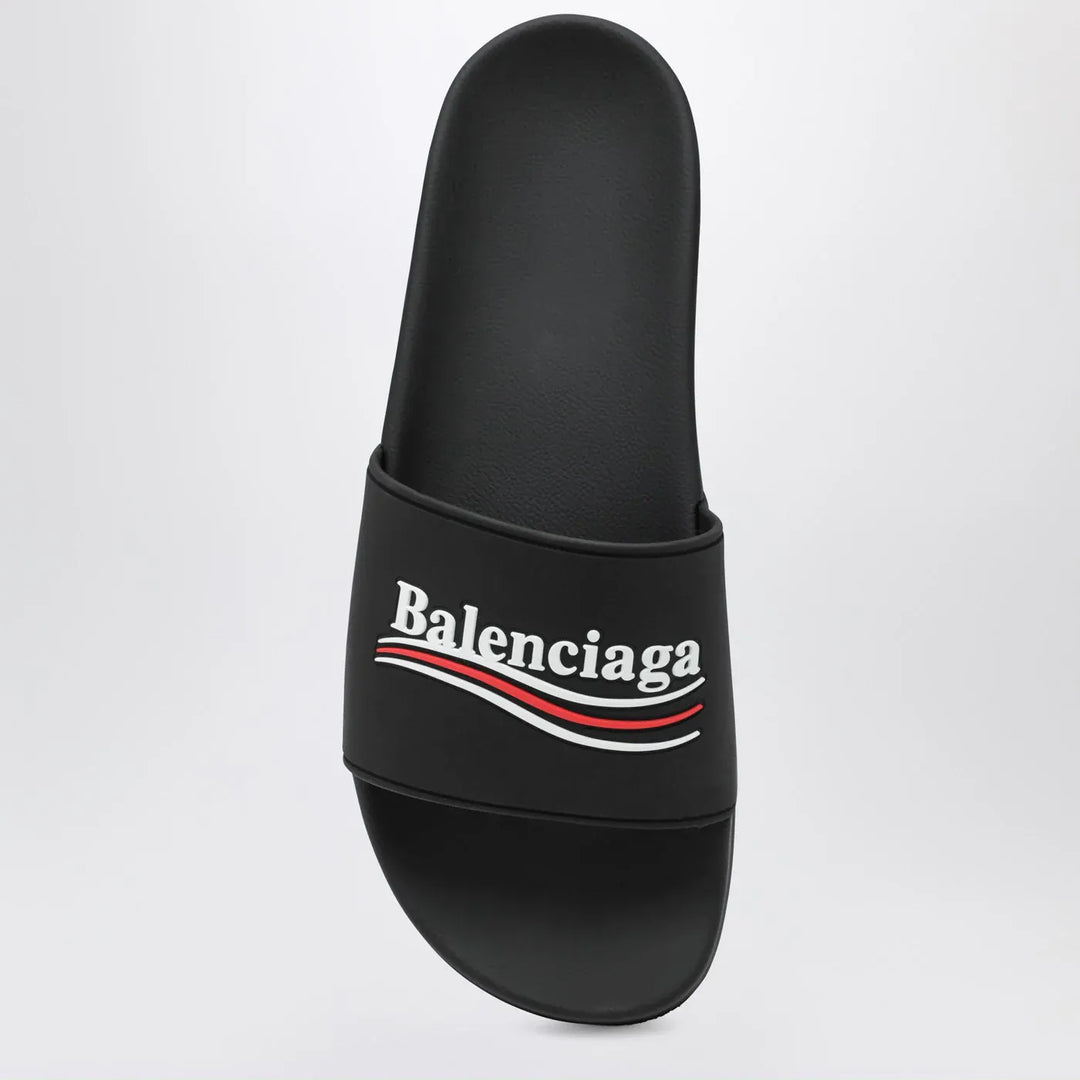 Balenciaga - Pool Slide rubber sandals in black Brand Sandals