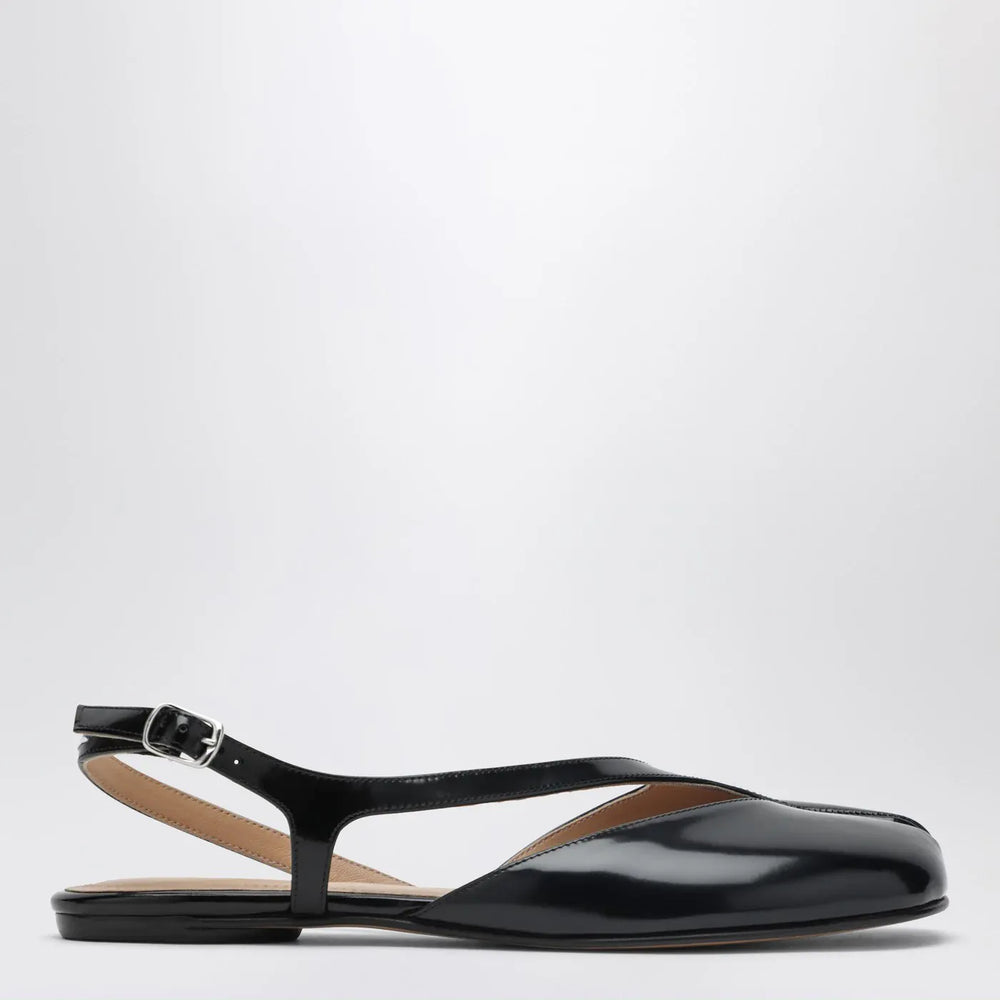 Maison Margiela - Black brushed leather Tabi slingback sandals Brand Sandals 39,5 IT