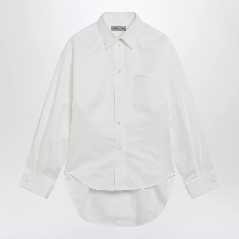 Balenciaga - Cocoon shirt in cotton and silk poplin, white Brand Shirt 34  FR