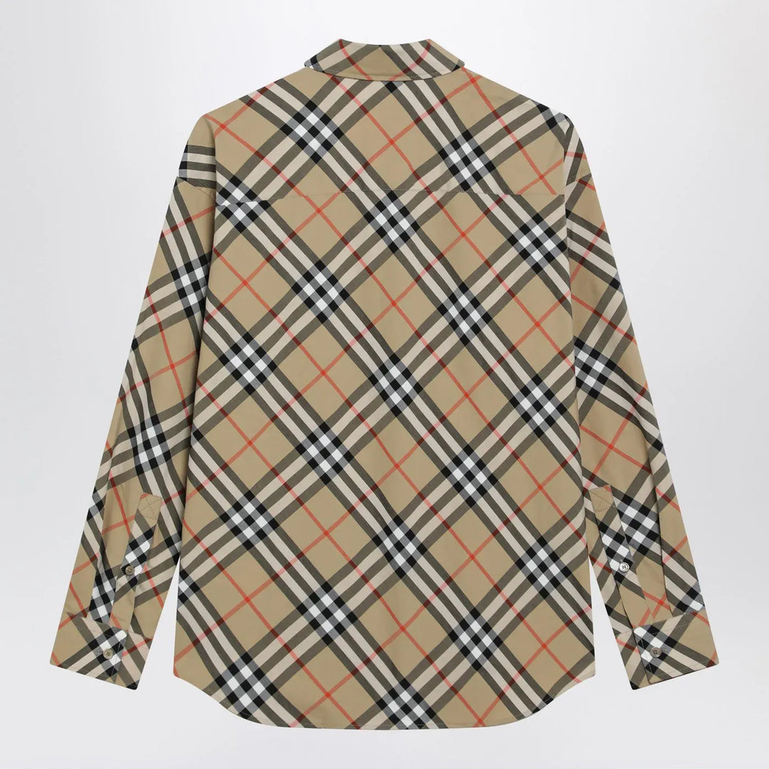 Burberry - Beige shirt with Check pattern Brand Shirt