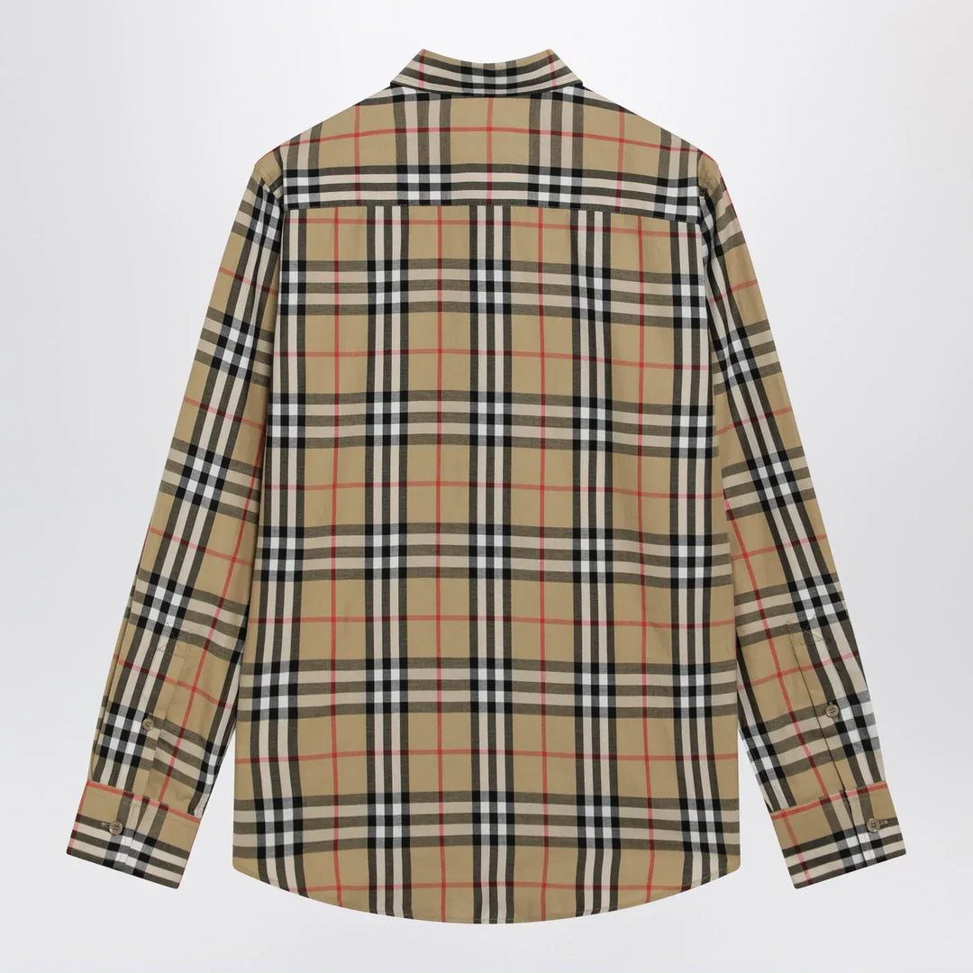 Burberry - Beige shirt with Check pattern Brand Shirt