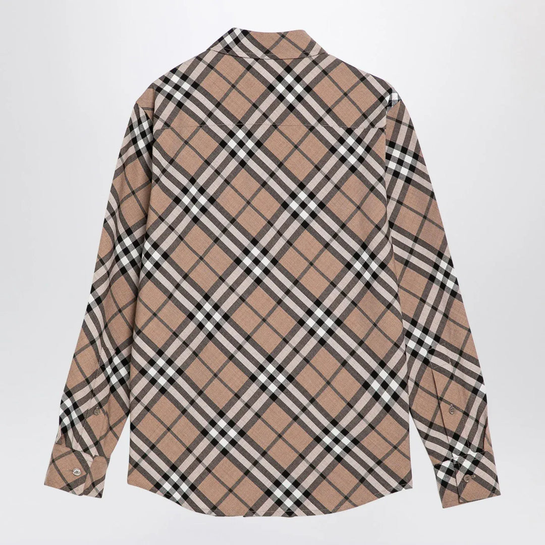 Burberry - Check pattern wool blend shirt Brand Shirt