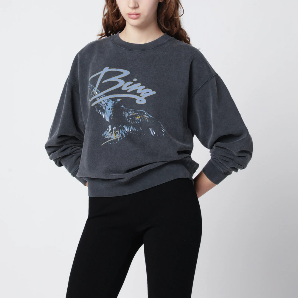 ANINE BING - Spencer Eagle washed black sweatshirt Brand Shirts & Tops XS