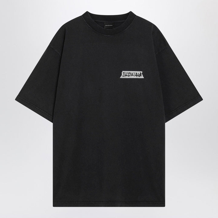 Shirts &amp; Tops Balenciaga - Black washed Masking Tape T-shirt with medium fit Brand