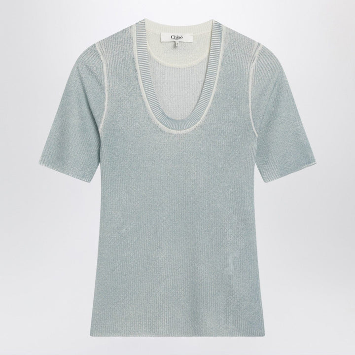 Shirts &amp; Tops Blue-grey wool-blend knit top Brand