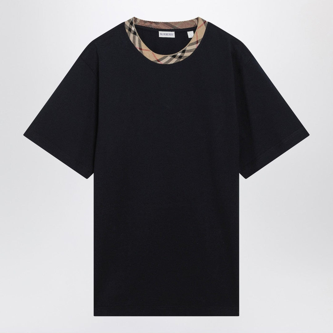 Shirts &amp; Tops Burberry - Navy T-shirt with Check trims Brand