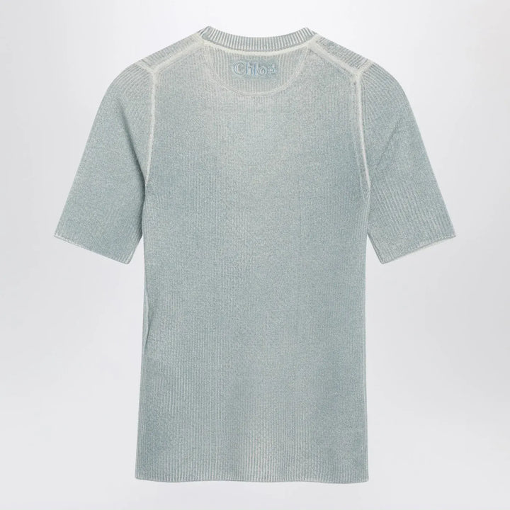 Chloé - Blue-grey wool-blend knit top Brand Shirts &amp; Tops