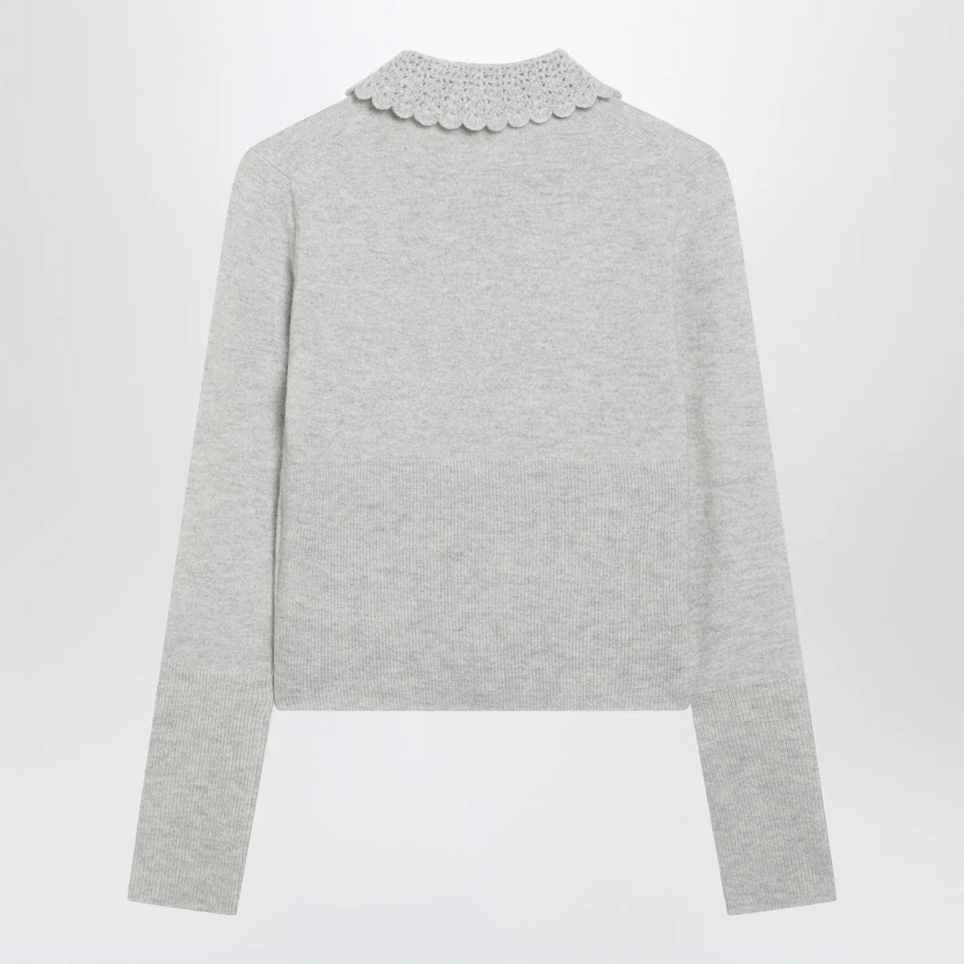 Chloé - Light grey wool cardigan with logo Brand Shirts &amp; Tops