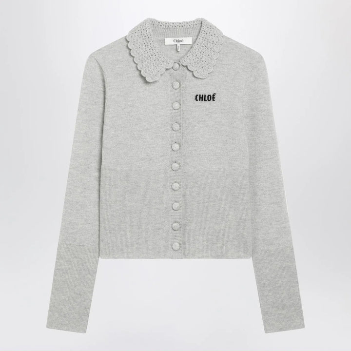 Chloé - Light grey wool cardigan with logo Brand Shirts &amp; Tops M