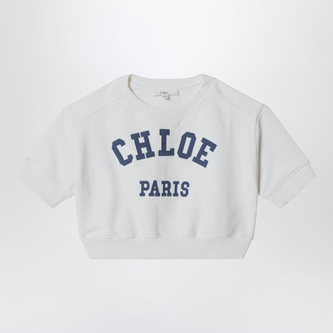 Shirts &amp; Tops Chloé - White cropped sweatshirt with logo embroidery Brand