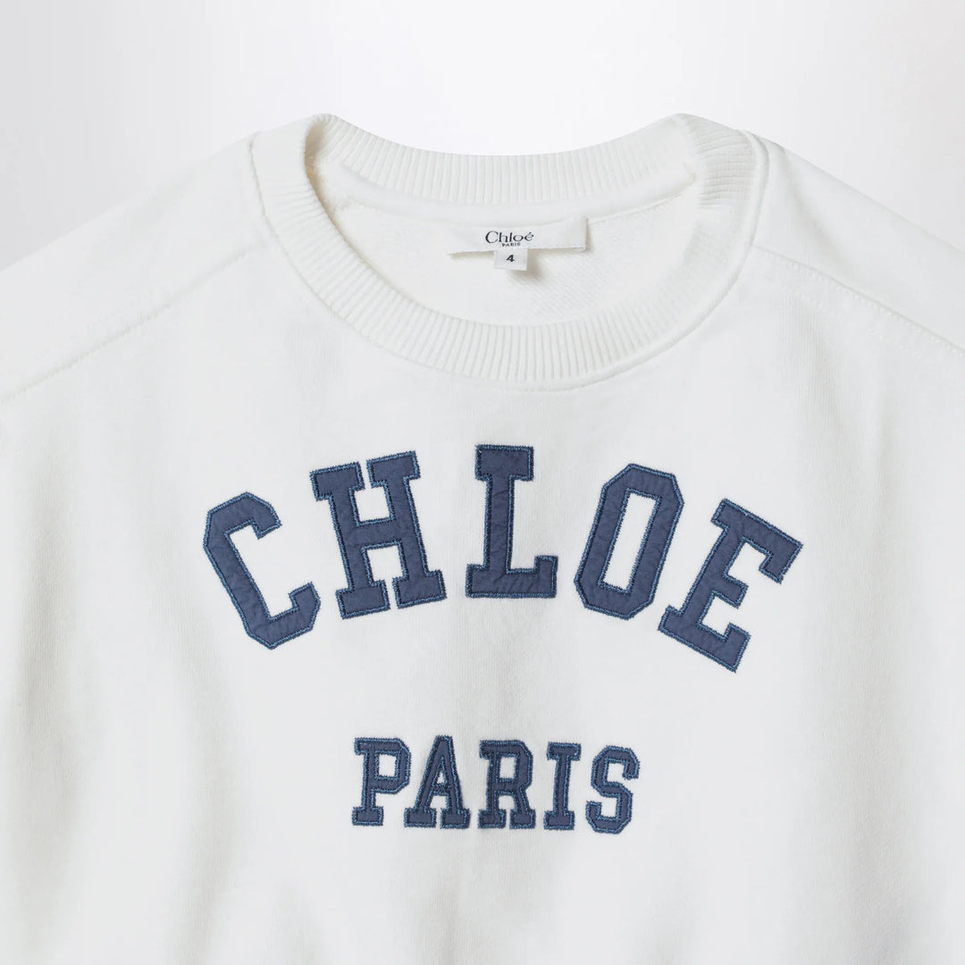 Chloé - White cropped sweatshirt with logo embroidery Brand Shirts &amp; Tops